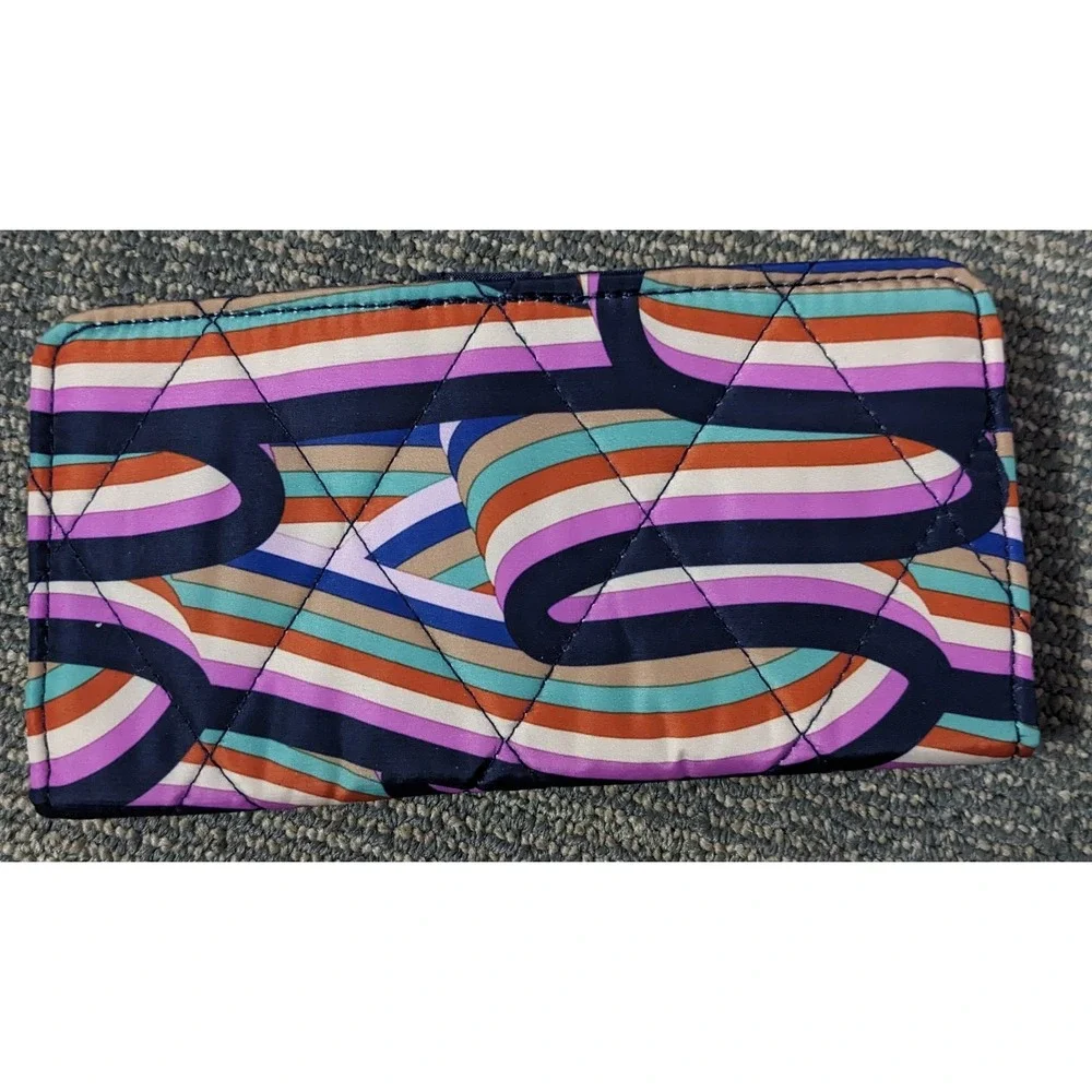 VERA BRADLEY Wallet Retro Ribbons Ultralight Snap Retro Navy Blue And Multicolor